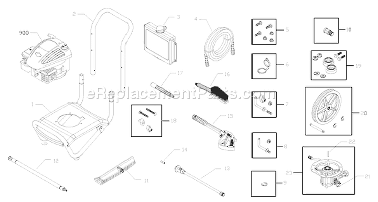 Page A Diagram and Parts List for 020261-1  Briggs and Stratton Pressure Washer